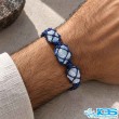دستبند آکوامارین راف مکرومه بافی