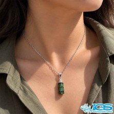 گردنبند زمرد اصل هند (بازنجیر استیل)