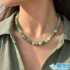 گردنبند آونتورین سبز اصل مکرومه بافی | سنگ شانس و انرژی مثبت