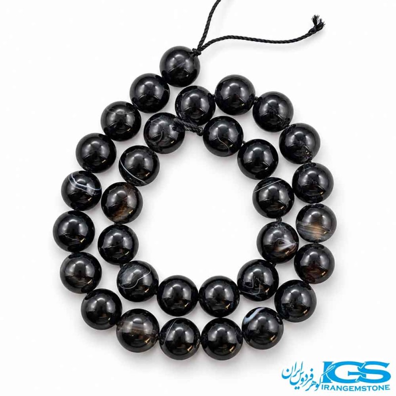 ریسه عقیق سیاه اونیکس برای ساخت دستبند و تسبیح