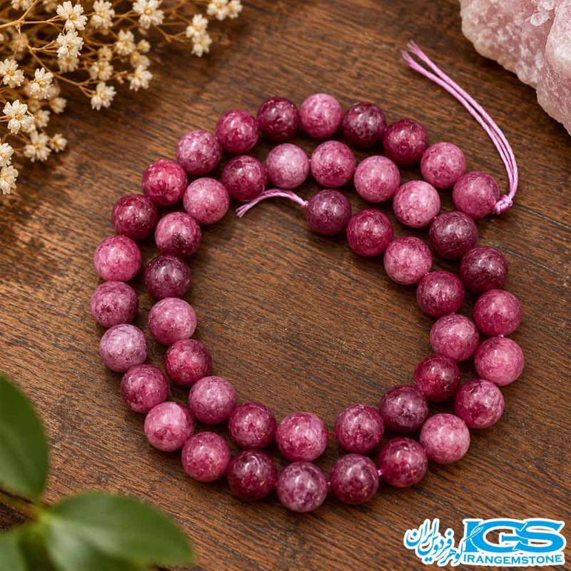 ریسه سنگ تورمالین صورتی طبیعی برای ساخت زیورآلات