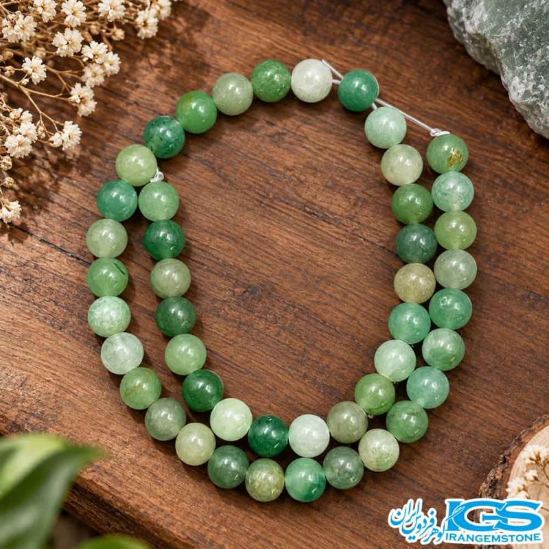 ریسه آونتورین سبز سایز ۸ میلی‌متر سنگ شانس