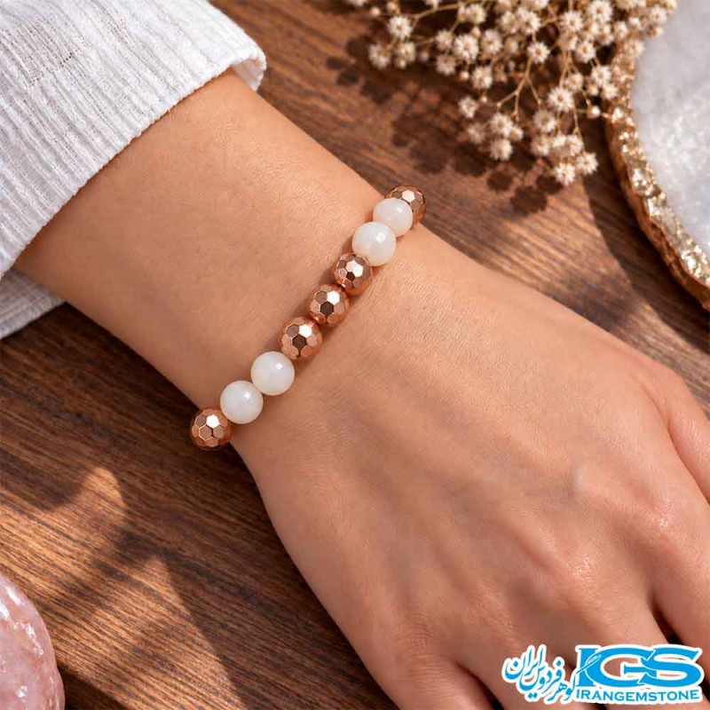 دستبند سنگ کریستال کوارتز مکرومه بافی
