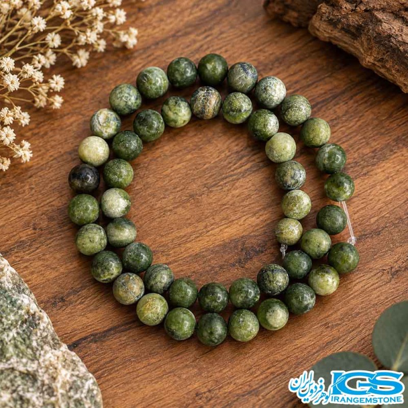 ریسه یشم سبز اصل سایز ۸ میلی‌متر