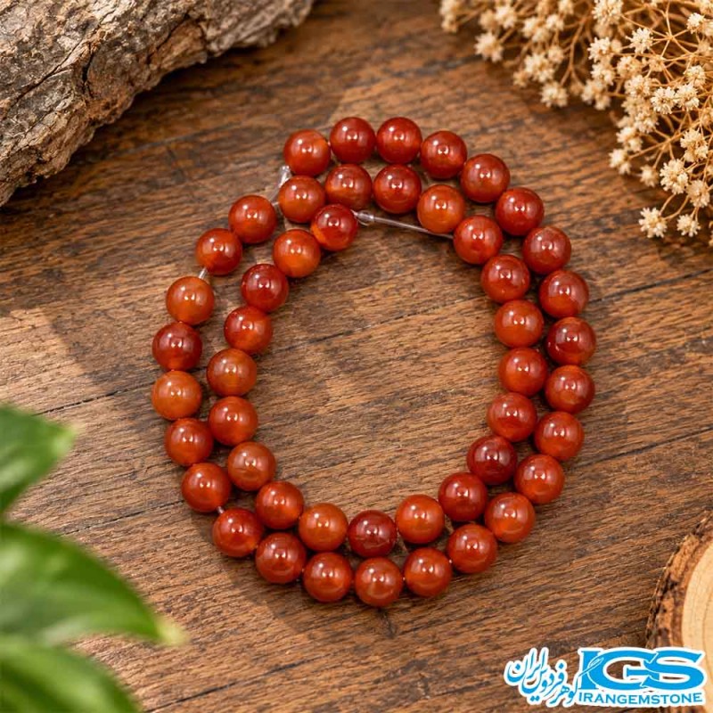 تصویر ریسه عقیق کارنلین برای ساخت زیورآلات