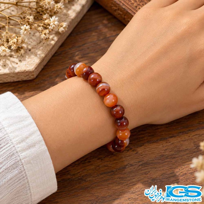 دستبند عقیق سرخ کارنلین اصل