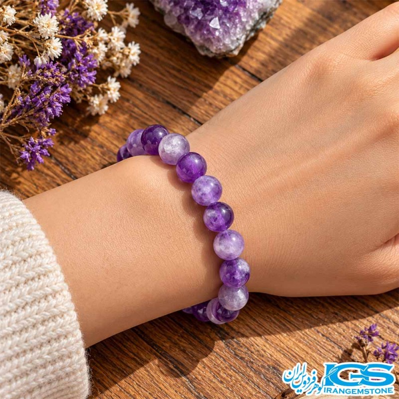 دستبند آمیتیست طبیعی گرید B