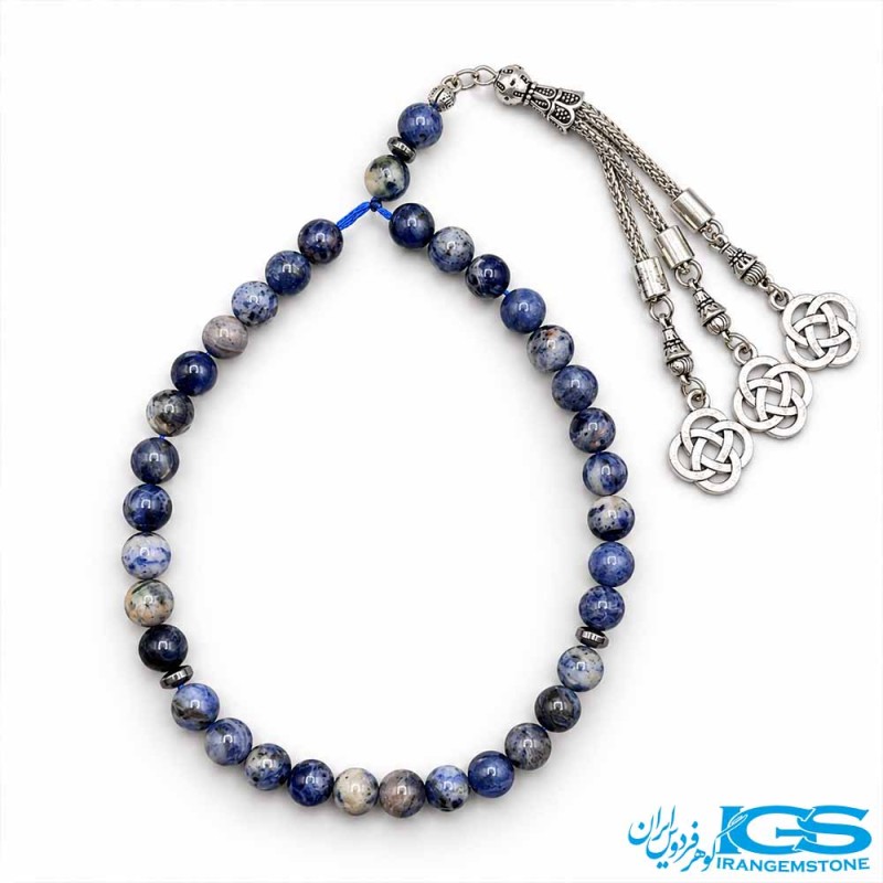 تسبیح سنگ سودالیت آبی ۳۳ دانه
