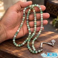 تسبیح آونتورین سبز ۳۳ دانه | سنگ آرامش قلب