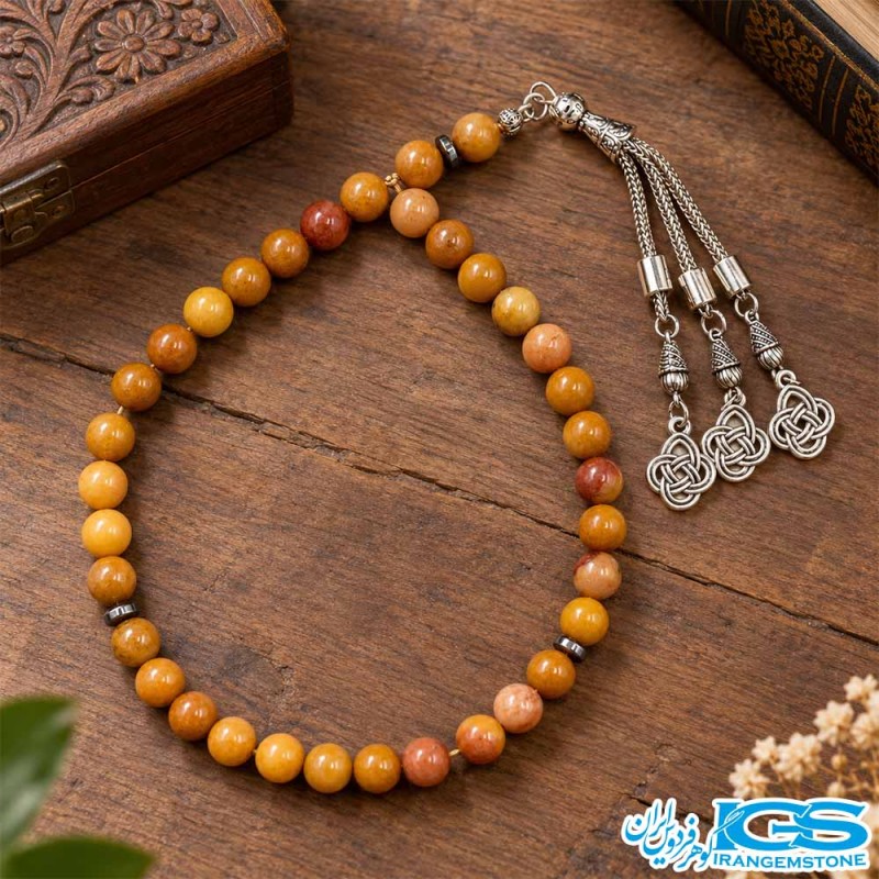 تسبیح سنگ کوارتز نارنجی 33 دانه