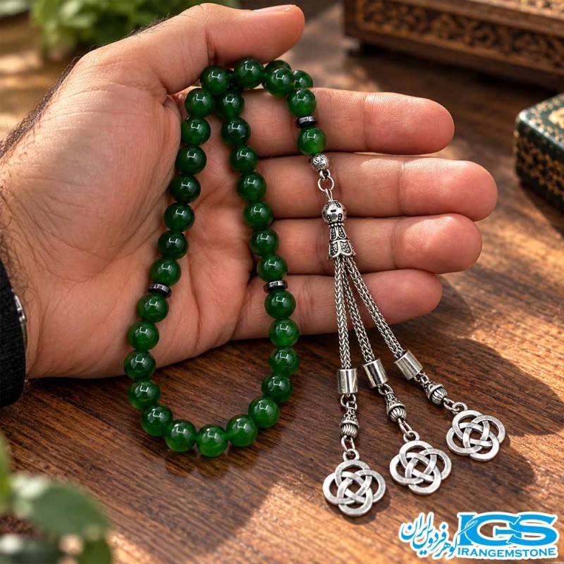 تسبیح یشم سبز اصل 33 دانه‌ای | آرامش، انرژی مثبت