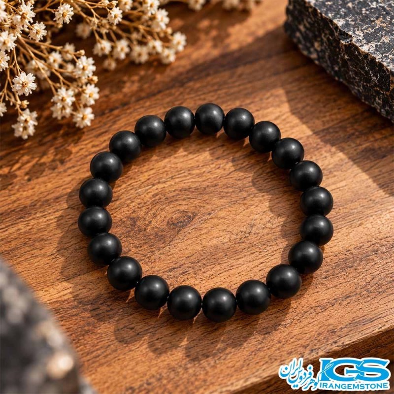 دستبند اونیکس مات عقیق سیاه گرید B