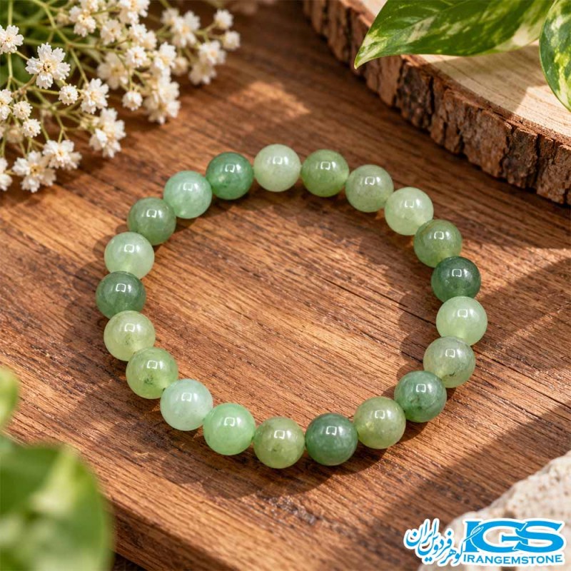 دستبند سنگ آونتورین سبز طبیعی سایز مهره