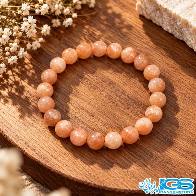 دستبند مون استون هلویی طبیعی