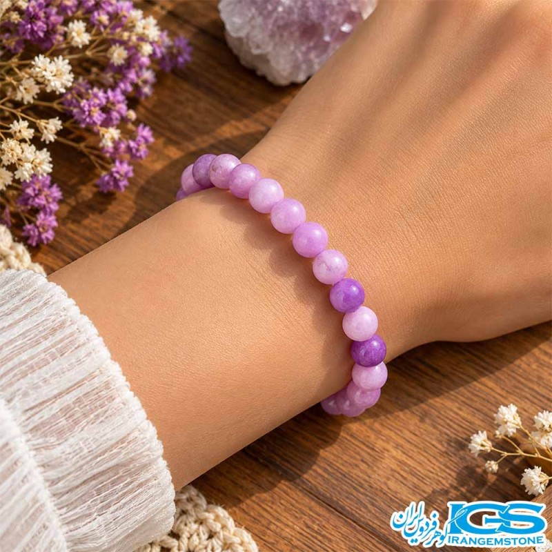 دستبند سنگ آمیتیست یاسی طبیعی