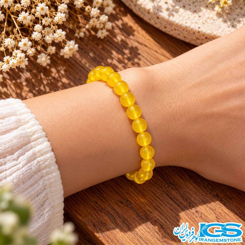 دستبند شرف الشمس عقیق زرد اصل کشی