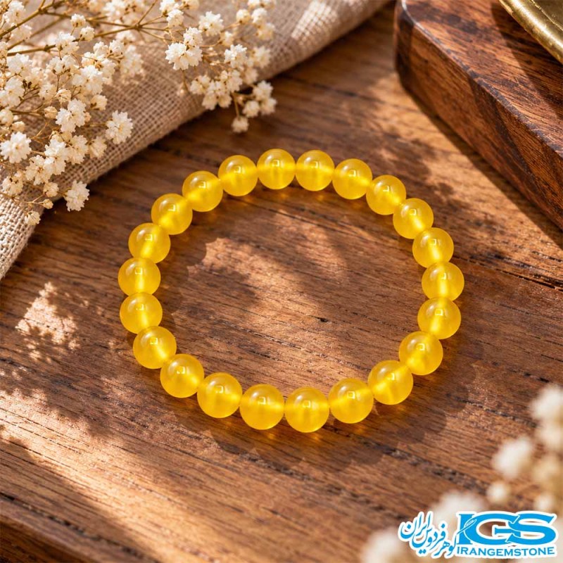 خرید دستبند عقیق زرد شرف الشمس طبیعی