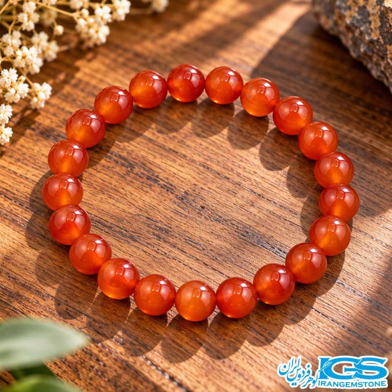 خرید دستبند سنگ عقیق سرخ کارنلین