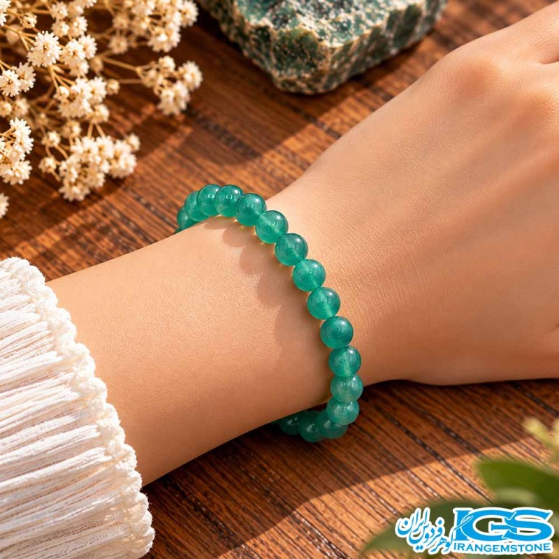 خرید دستبند سنگ عقیق سبز طبیعی