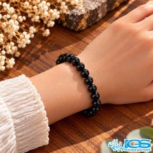 دستبند اونیکس کشی گرید B سنگ طبیعی مشکی