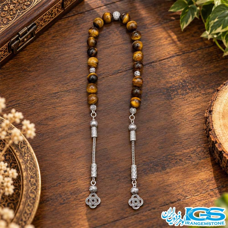 خرید تسبیح زازا چشم ببر ۱۰ میلی‌متری از گوهر فردوس ایران