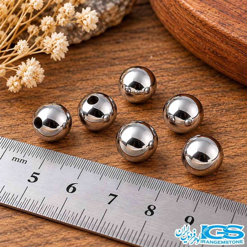 خرج کار توپ ساچمه استیل نقره‌ای سایز 8 | برای ساخت زیورآلات