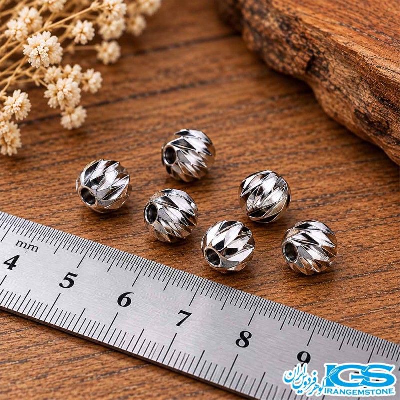 خرج‌کار گوی تراش‌دار استیل سایز ۸ میلی‌متر برای ساخت زیورآلات
