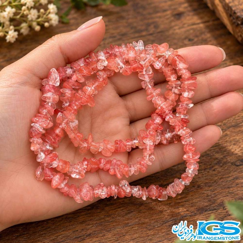 گردنبند چری کوارتز چیپسی با قطعات نامنظم