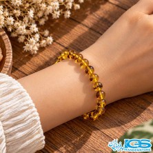 دستبند کهربا لهستان کشی با مهره‌های کهربای طبیعی