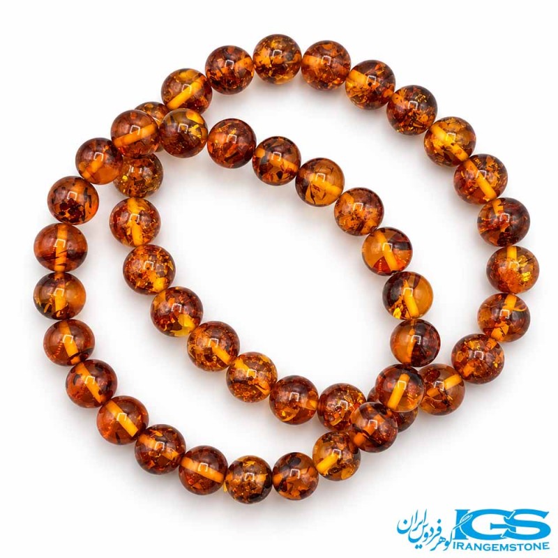 ریسه سنگ کهربا سایز ۸ میلی‌متر مناسب طراحی دستبند و گردنبند