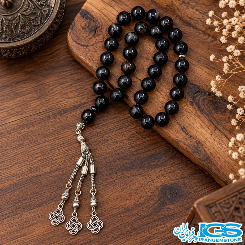 تسبیح اونیکس سلیمانی 33 تایی سایز 12 گرید A | دفع جادو