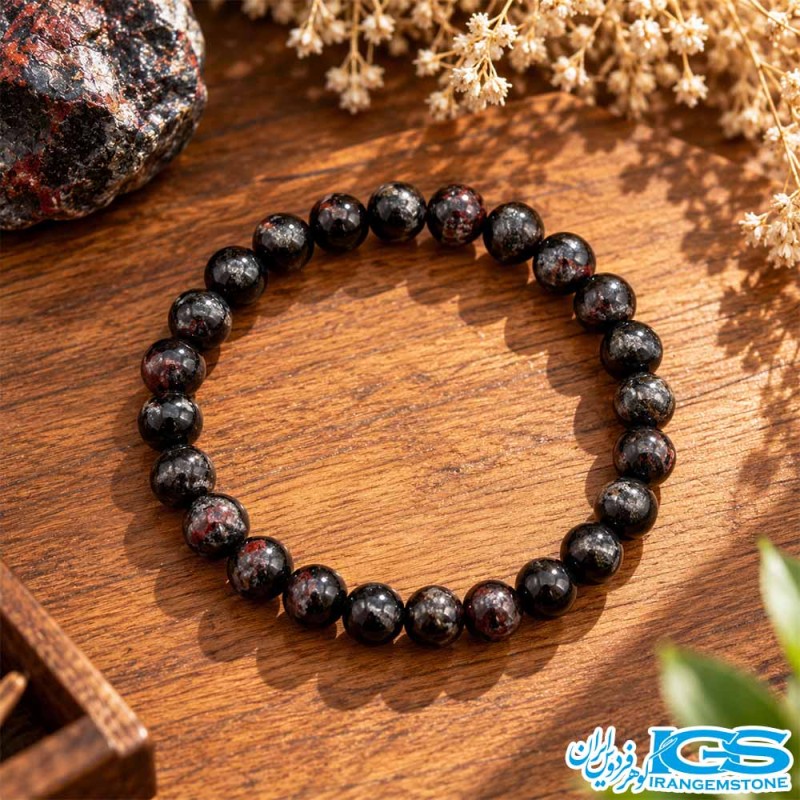 دستبند سنگ طبیعی گارنت سرخ مردانه مناسب هدیه
