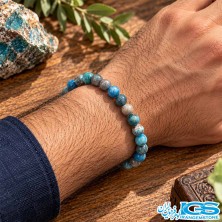 دستبند آپاتیت مردانه کشی با مهره‌های سنگی