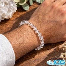 دستبند دُر نجف اصل مردانه کشی از سنگ کوارتز شفاف