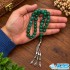تسبیح عقیق سبز ۳۳ دانه سایز ۱۰ از سنگ طبیعی