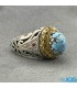 انگشتر نقره مردانه فیروزه طبیعی نیشابور با نگین یاقوت TURQUOISE