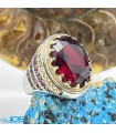 انگشتر یاقوت سرخ جواهر نقره تراش اوال مصنوعی oval ruby