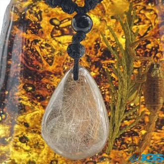 گردنبند سنگ روتیل طلایی کوارتز روتایل rutile quartz