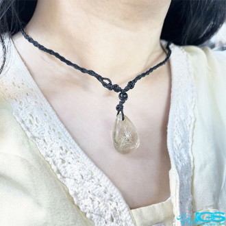 گردنبند سنگ روتیل طلایی کوارتز روتایل rutile quartz