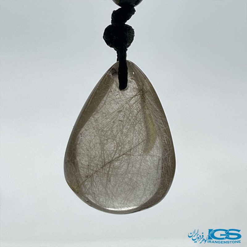 گردنبند سنگ روتیل طلایی با بند بافت مکرومه فری سایز کوارتز روتایل rutile quartz