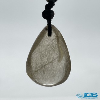 گردنبند سنگ روتیل طلایی با بند بافت مکرومه فری سایز کوارتز روتایل rutile quartz