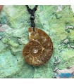 گردنبند فسیل آمونیت دفع انرژی منفی با بند مکرومه فری سایز fossil ammonite