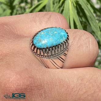 انگشتر فیروزه طبیعی نیشابور نقره رکاب دست ساز  TURQUOISE