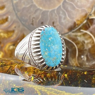 انگشتر فیروزه طبیعی نیشابور نقره رکاب دست ساز  TURQUOISE